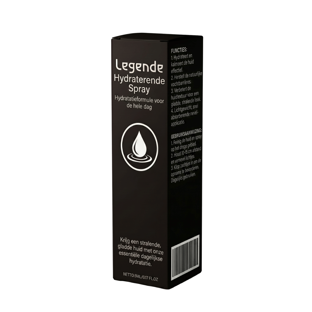 Legende Hydraterende Spray, huidverzorgingsspray voor dagelijkse hydratatie en frisheid.