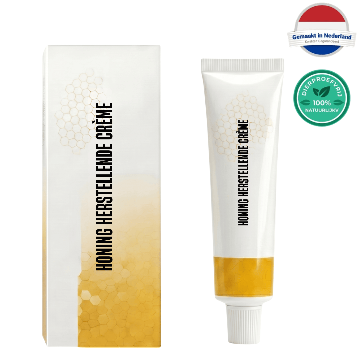 Honing herstellende crème in tube met een zachte textuur voor dagelijkse huidverzorging.