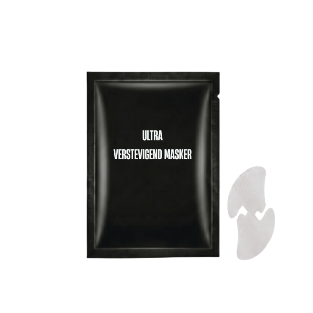 Ultra verstevigend masker in een zwarte verpakking met bijpassende applicators.