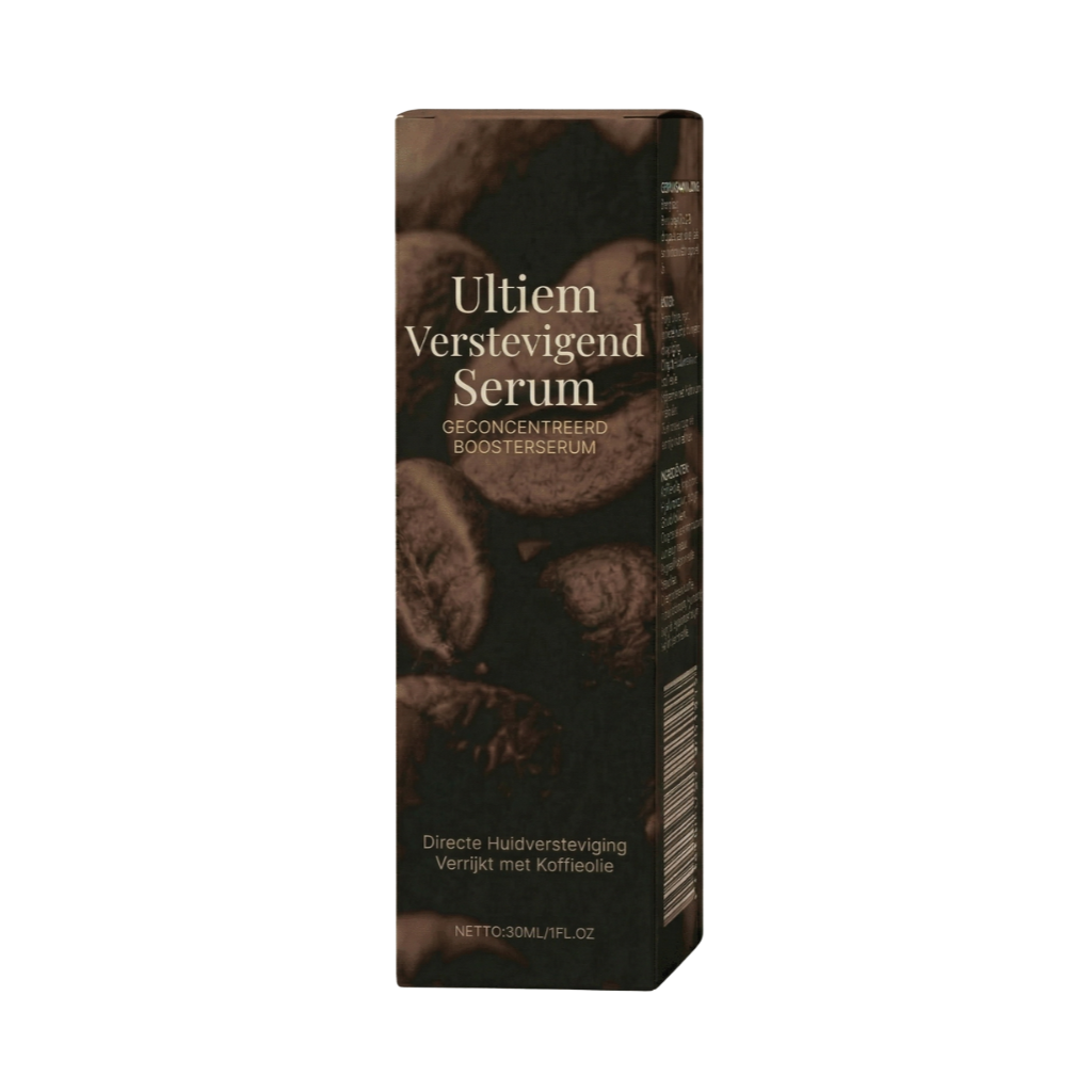 Verpakking van Ultiem verstevigend serum, een geconcenteerd boosterserum voor huidversteviging.