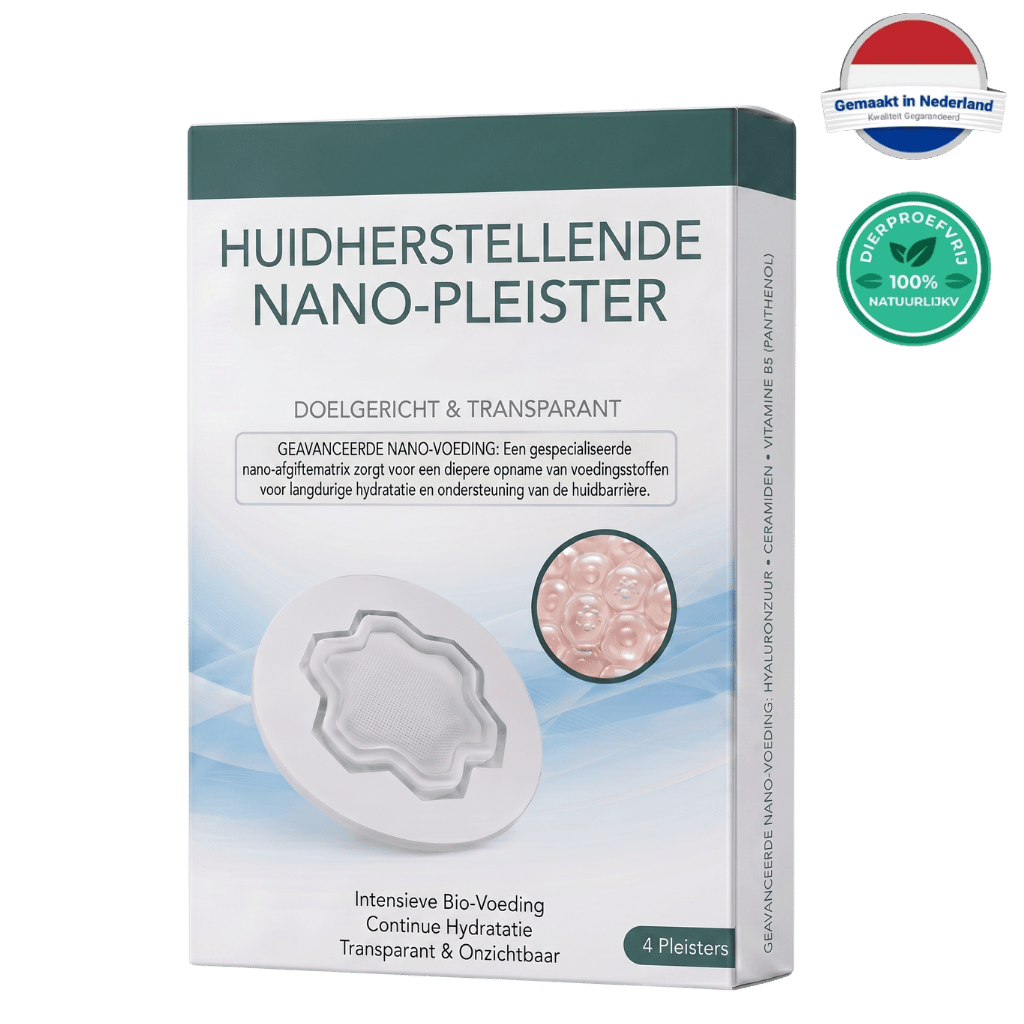 Skinherstellende Nano Pleister verpakking met huidverzorgingspatches voor intensieve hydratatie.
