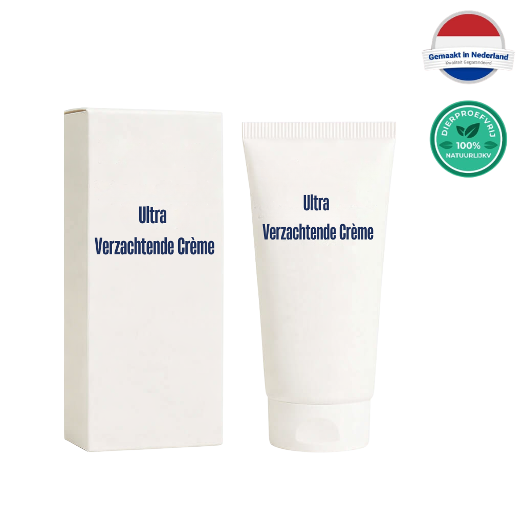 Ultra Verzachtende Crème in tube met verpakking, geschikt voor dagelijkse huidverzorging.
