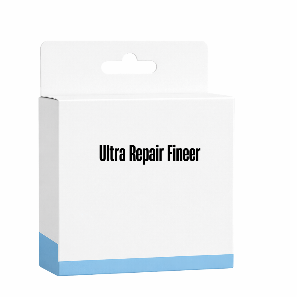 Verpakking van Ultra Repair Fineer, een huidverzorgingsproduct voor een gladder oppervlak.