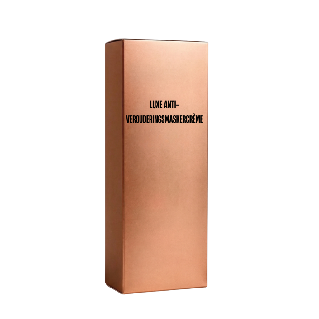 Luxe anti-verouderingsmaskercrème verpakking in een stijlvolle gouden doos.