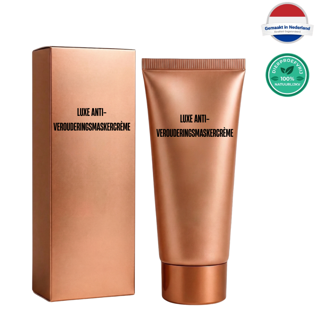 Luxe anti-verouderingsmaskercrème in een elegante verpakking voor een stralende huid.
