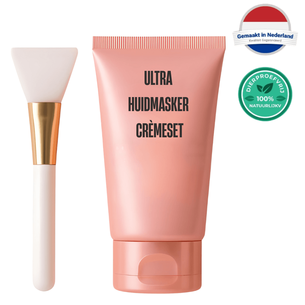Ultra Huidmasker Crèmeset met een gezichtsmasker tube en applicator, ideaal voor een frissere huid.