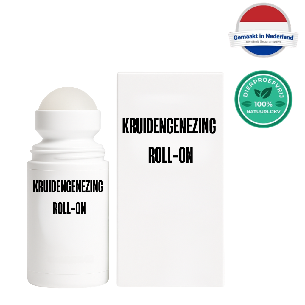Kruidengenezing Roll-on in handige verpakking voor huidverfrissing en revitalisatie.