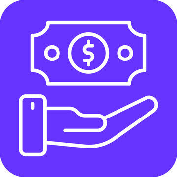 Tips: Illustratie van een hand die een biljet aanbiedt, symbool voor virtuele fooien.