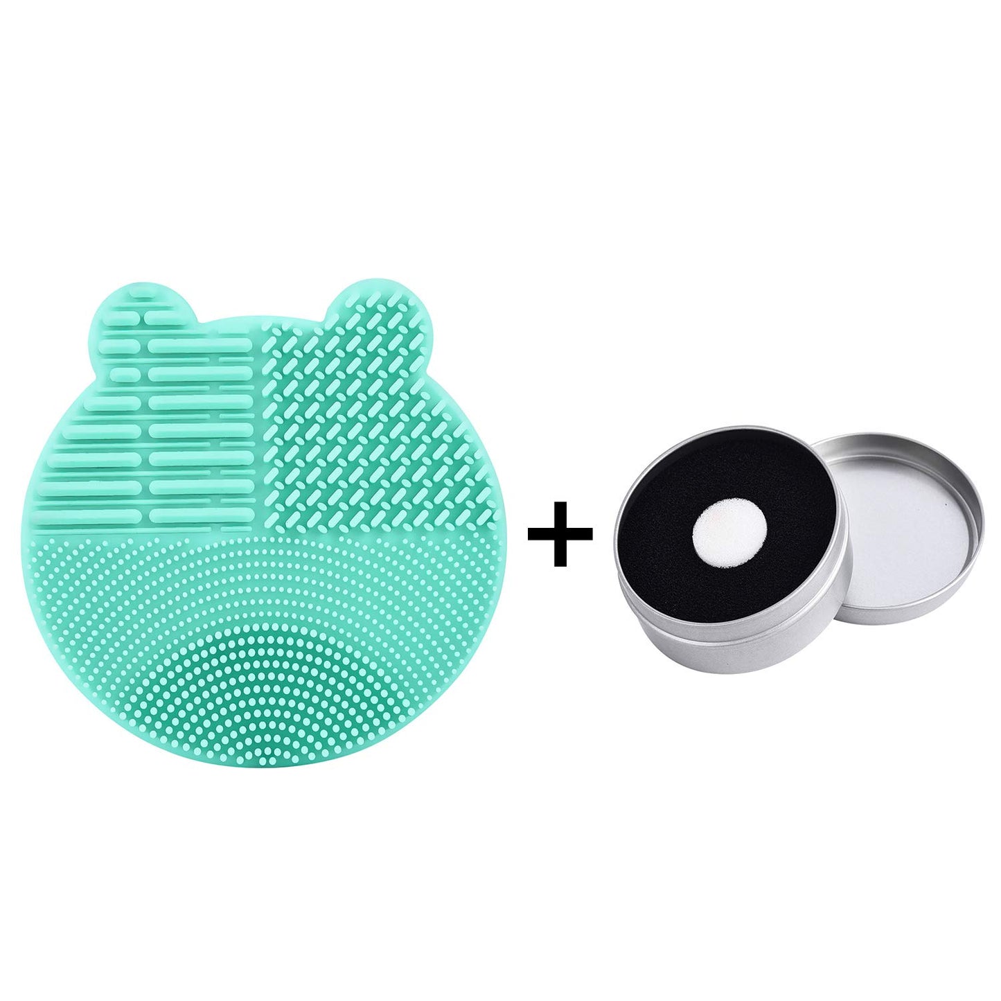 Jovyx CleanMat – Siliconen Make-upborstelreiniger in een set met een reinigingsdoekje.