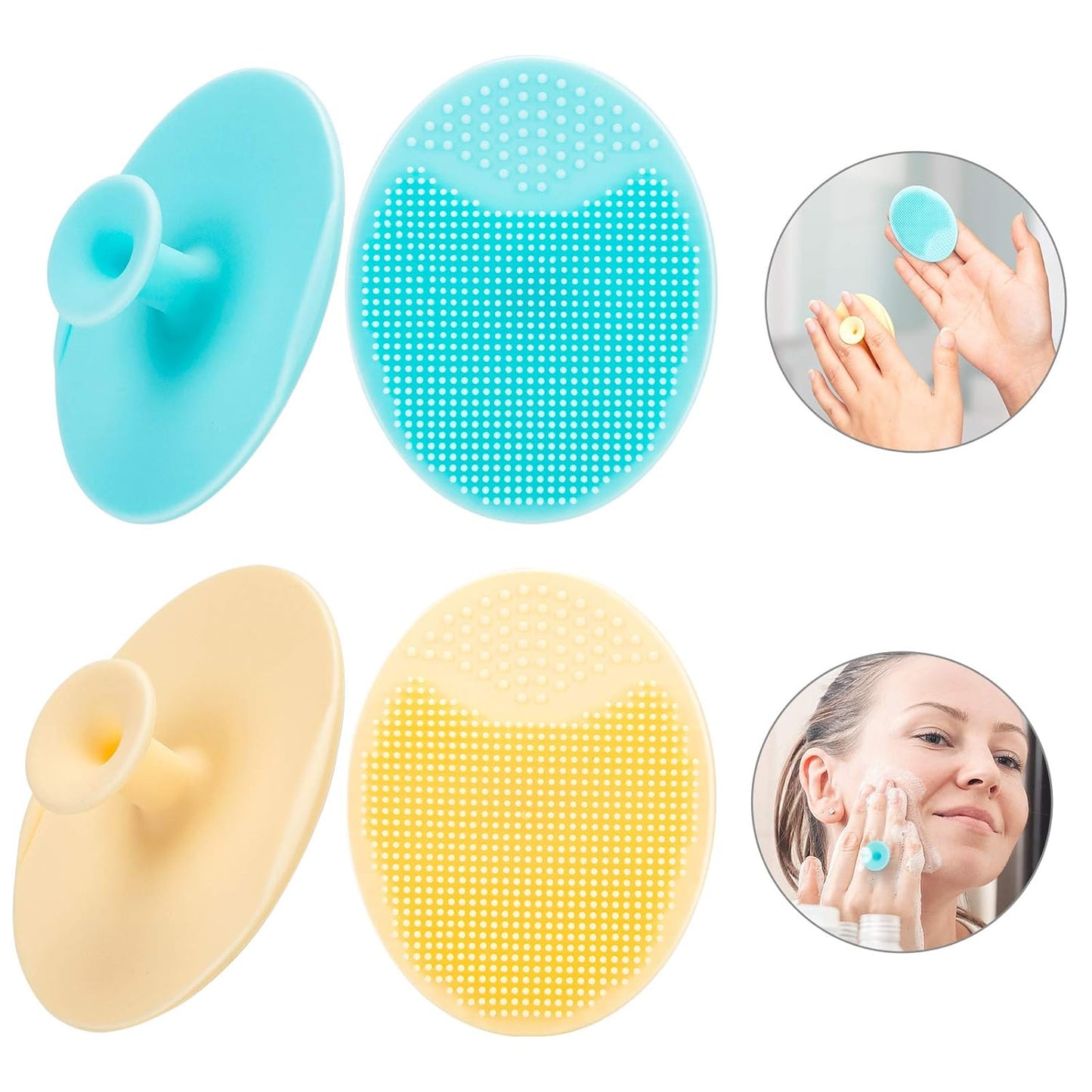 Jovyx DermaScrub – Siliconen Gezichtsreiniger in blauw en geel, zachte gezichtsreinigers voor dagelijkse verzorging.