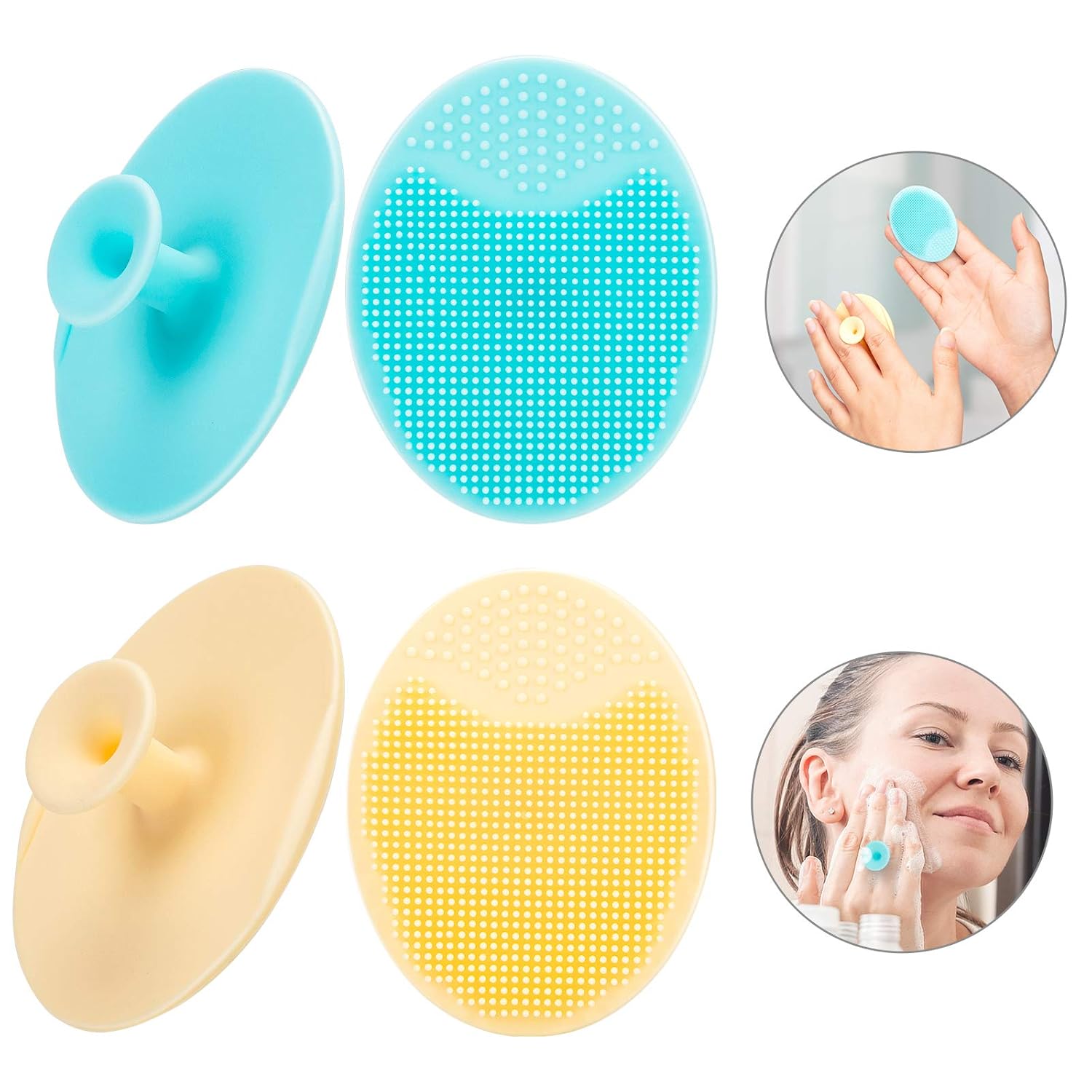 Jovyx DermaScrub – Siliconen Gezichtsreiniger in blauw en geel, zachte gezichtsreinigers voor dagelijkse verzorging.