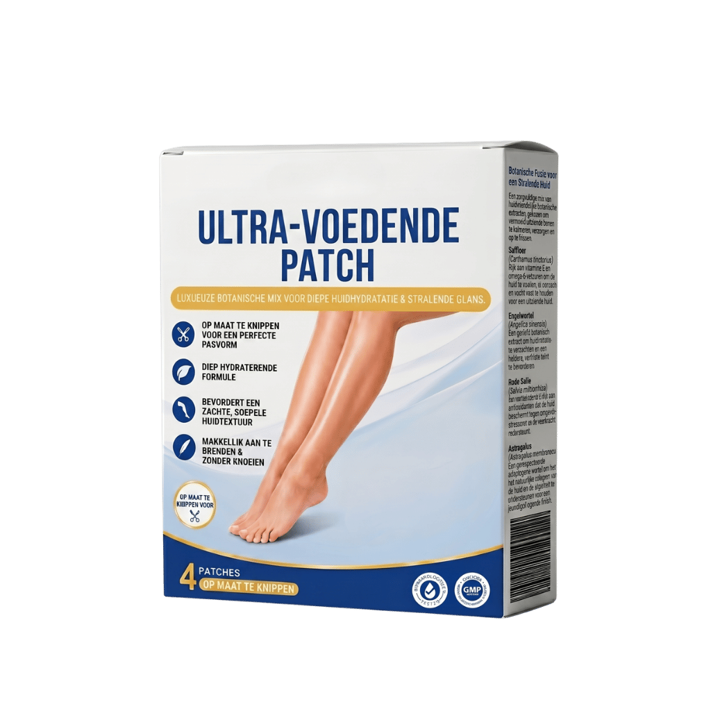 Ultra Voedende Pleister verpakking met luxe botanische mix voor diepe hydratatie en stralende glans.