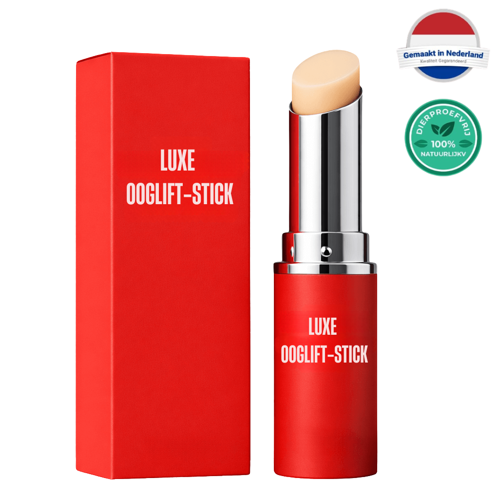 Luxe ooglift-stick verpakking en productweergave voor stralende huid en verwijdering van fijne lijntjes.