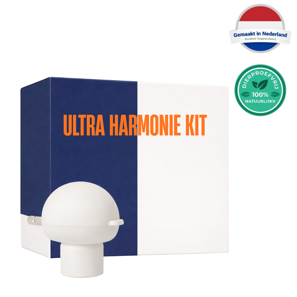 Ultra Harmonie Kit verpakking met een witte diffuser voor huisdieren, ontworpen voor een glanzende vacht en frisse geur.