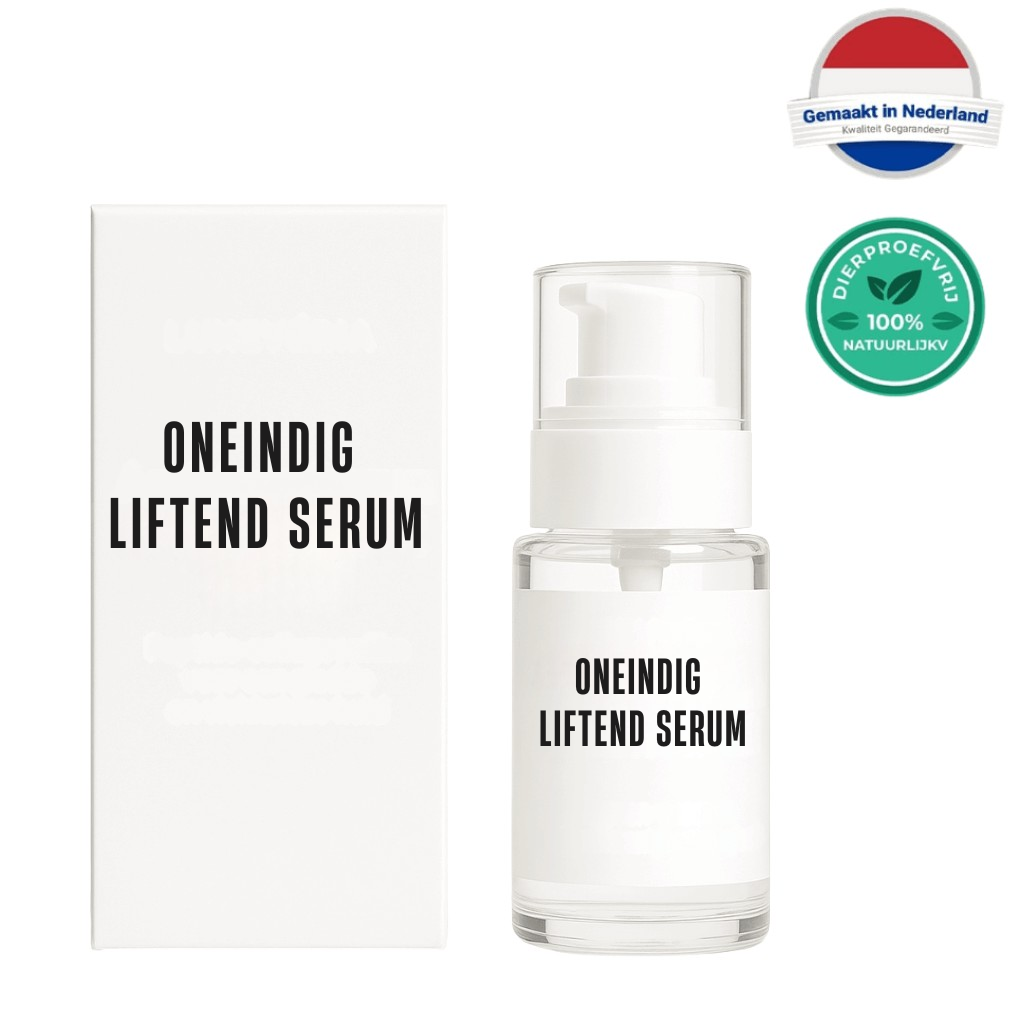 Oneindig Liftend Serum verpakking en fles met label voor natuurlijke huidverzorging