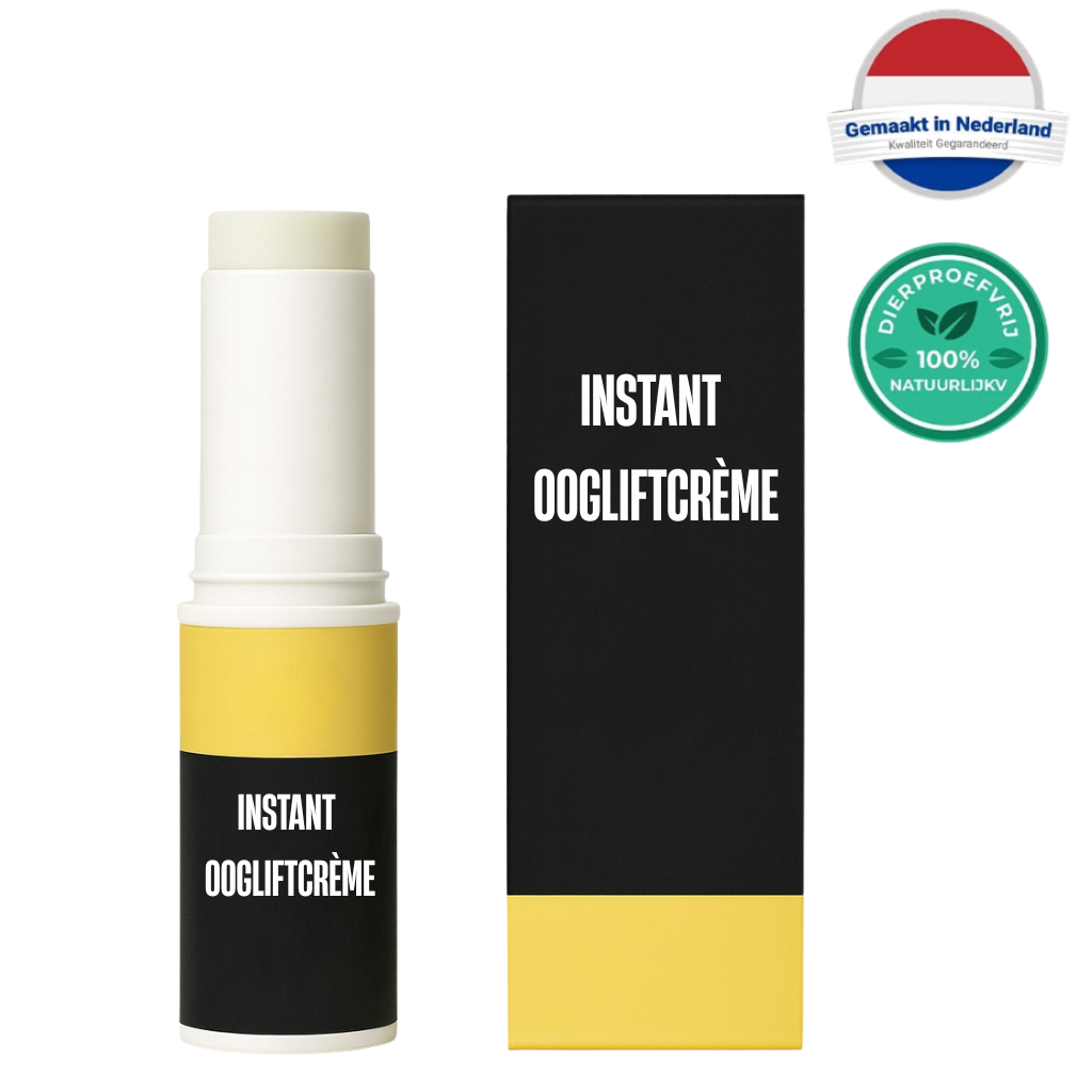 Instant Oogliftcrème oogcrème verpakking met natuurlijke ingrediënten voor een frisse huid rondom de ogen.
