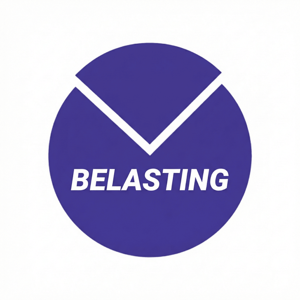 Logo van Belasting met een paarse cirkel en witte tekst.