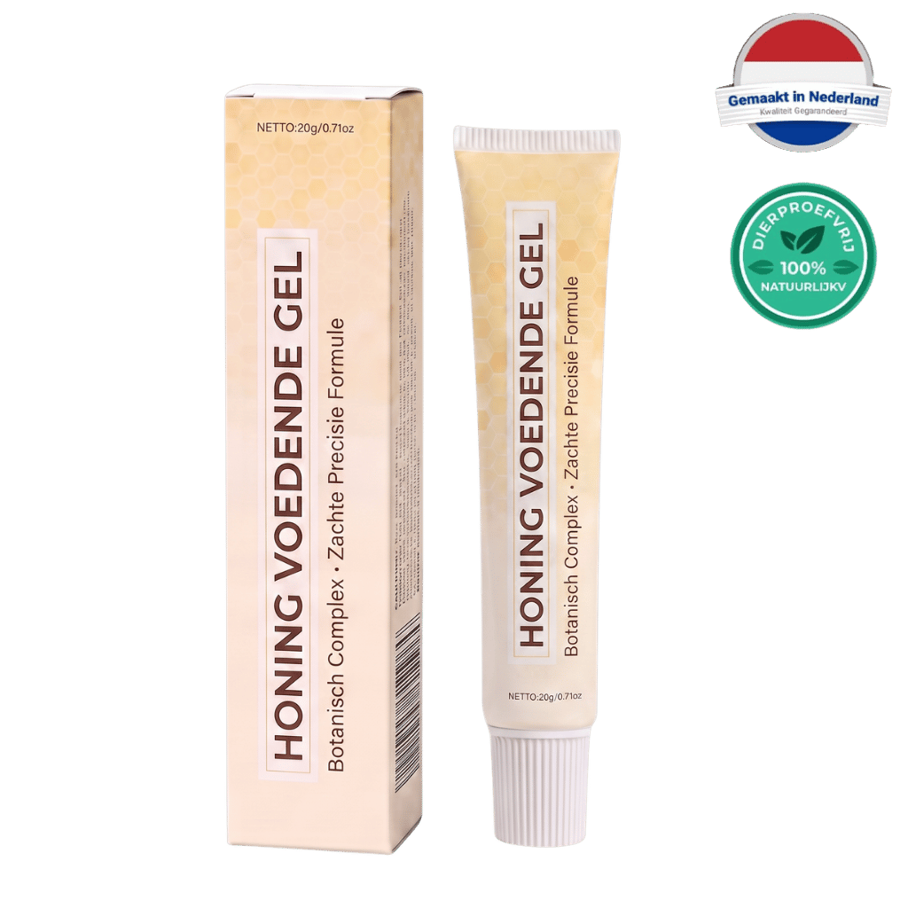 Premium Honing Voedende Gel verpakking en tube, lichte voedende gel voor een frisse huid.