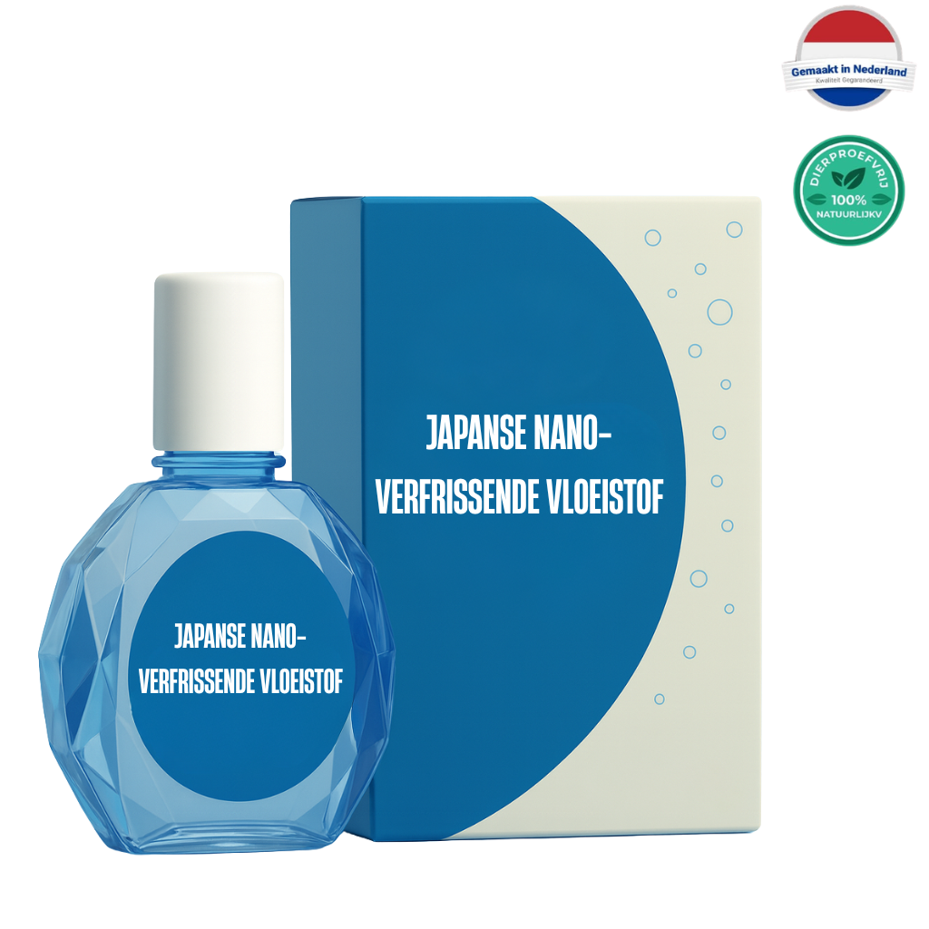 Japanse nano-verfrissende vloeistof in een verpakking met schone, frisse uitstraling.