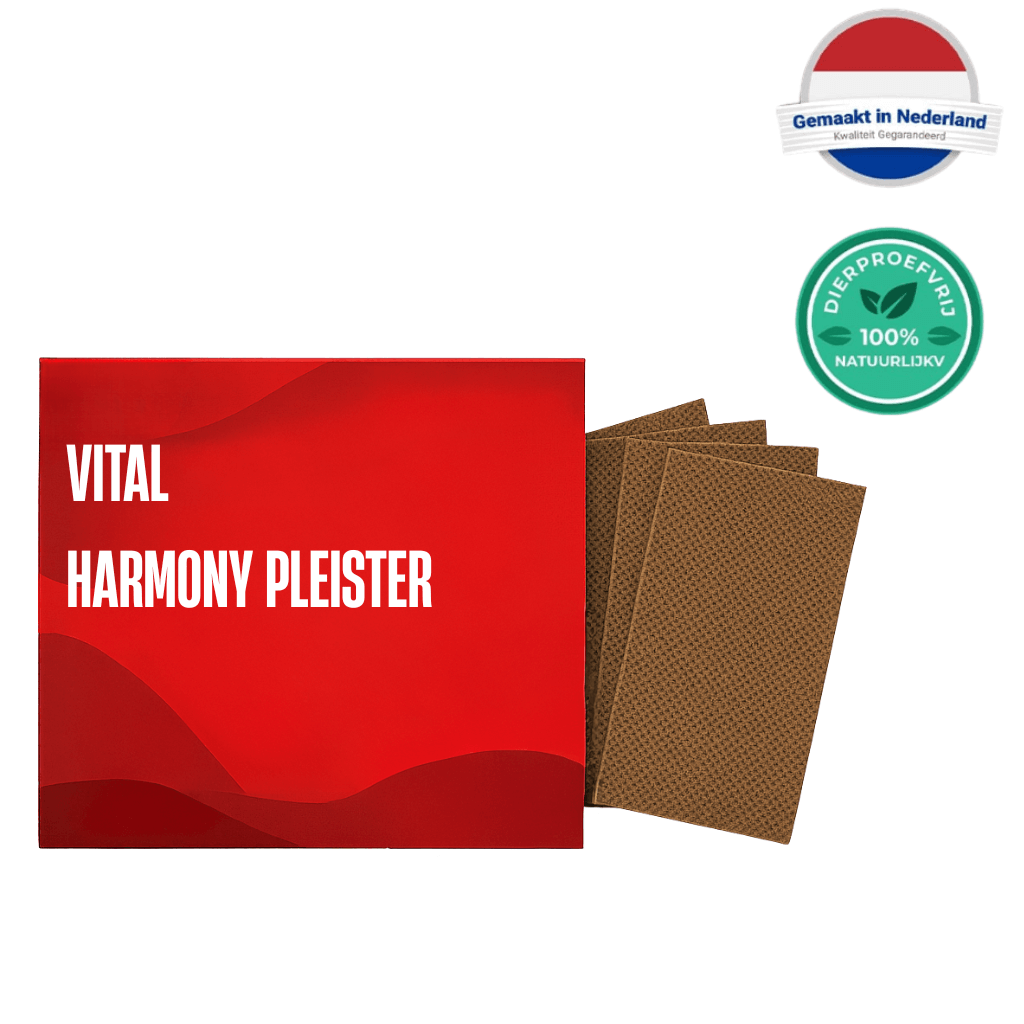 Vital Harmony Pleister product packaging and patches for a smooth, cared-for skin appearance.