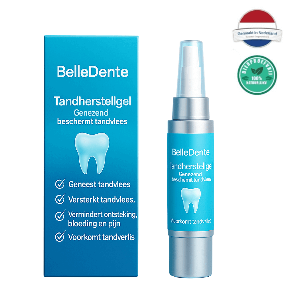 Jovyx Zachte gel in een sprayflacon van BelleDente voor tandvleesverzorging en whitening.